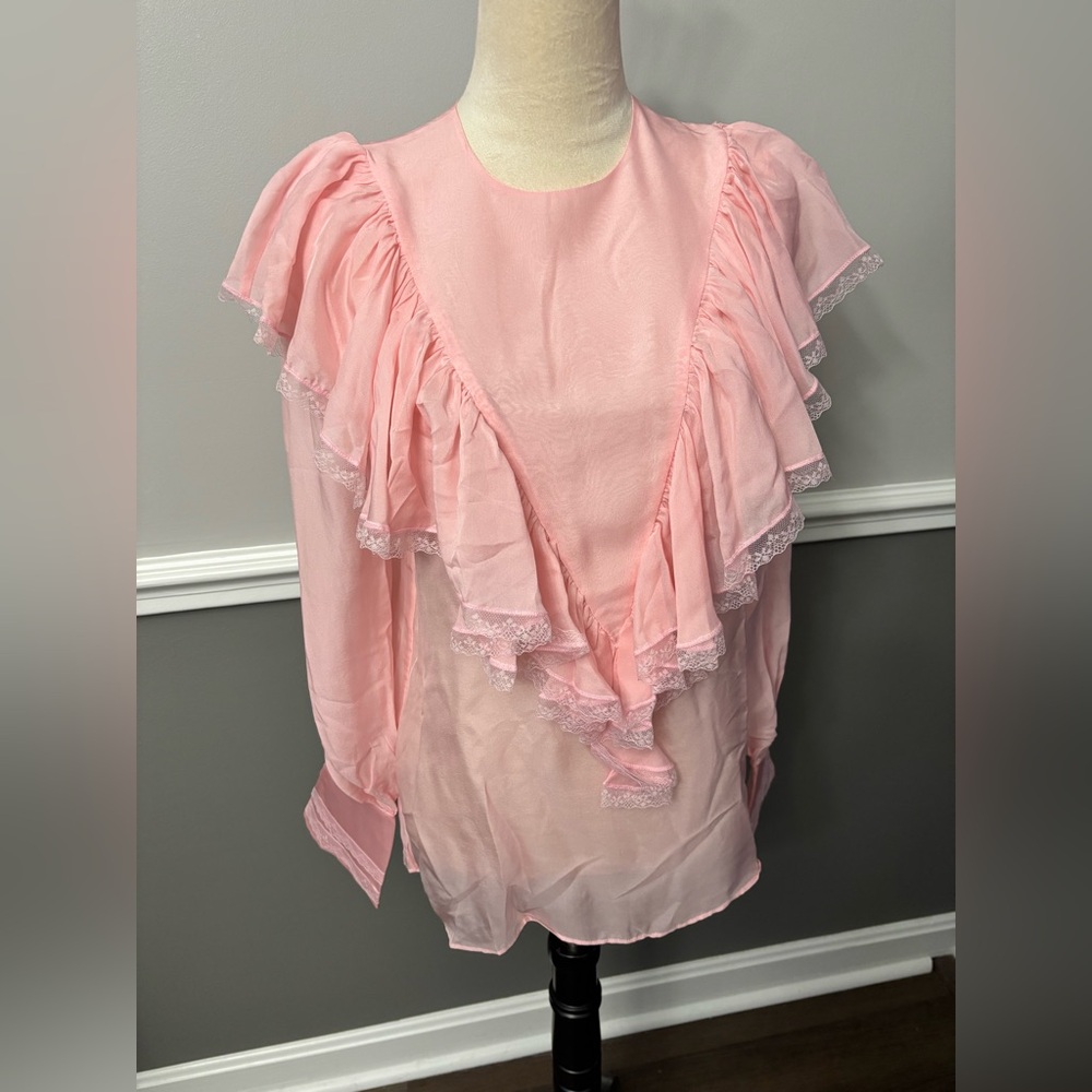 J.Ing Elegant Pink Ruffled Women's Top NWT